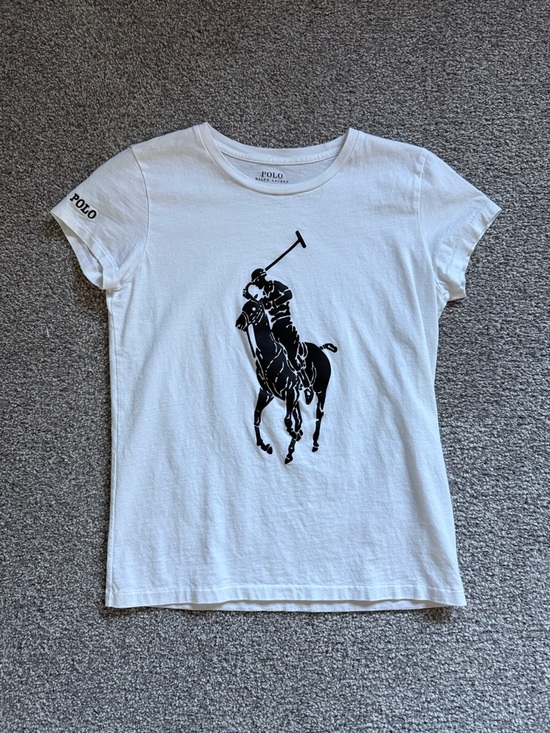 Polo Ralph Lauren Tops - Polo by Ralph Lauren White Tee with Black Polo Player Graphic